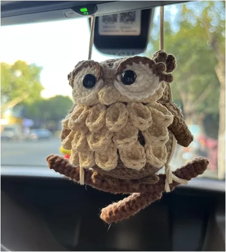 Vista 9 de Accesorios de girasol para automóvil, bonitos accesorios para automóvil, hechos a mano, de punto, espejo retrovisor, adorno colgante para tus