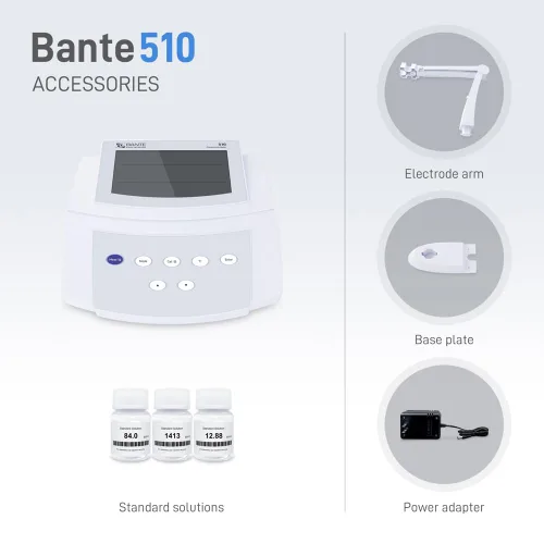 Vista 6 de Medidor de conductividad de sobremesa Bante 510 Medidor TDS de conductividad de laboratorio Equipado con 2 electrodos de platino Rango