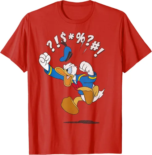 Vista 56 de Disney Mickey And Friends - Camiseta vintage de Donald Duck Angry Jump, Negro