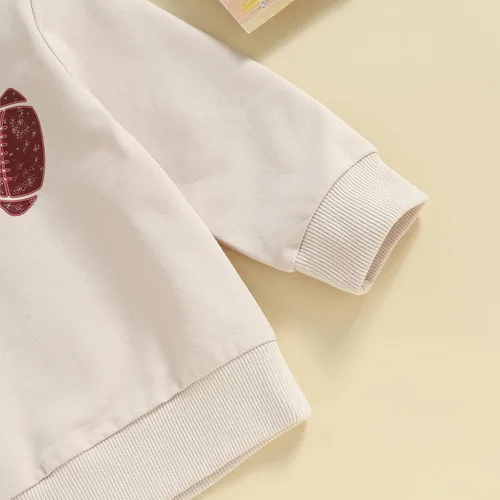 Vista 5 de CHAUKAREAUL Sudadera de gran tamaño con estampado de letras y cuello redondo para bebé y niña
