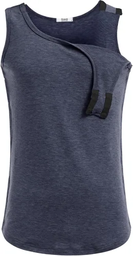 Vista 6 de Deyeek Camisetas sin mangas unisex con acceso completo a presión para hombres y mujeres, camisetas de recuperación de hombro para después