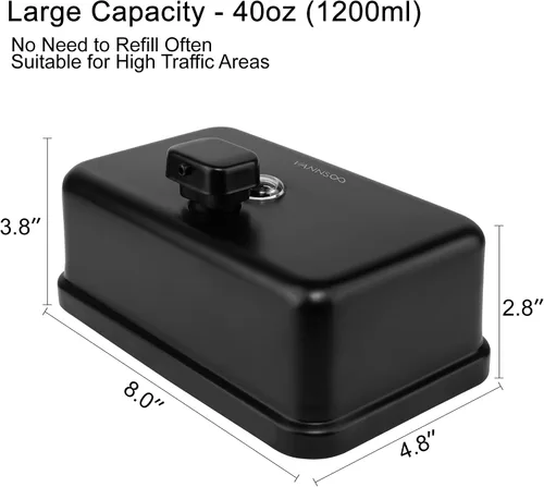 Vista 5 de Dispensador de jabón de manos montado en la pared, 40.6 fl oz, 40 onzas, dispensador de jabón líquido negro comercial de acero inoxidable para Negro