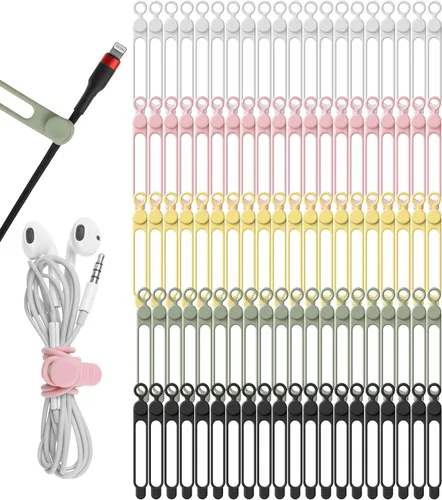 Vista 15 de Bridas de silicona para cables, organizador de cables (16 negro (16pcs-Black)