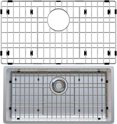Vista 8 de Paquete de 2 rejillas de metal dorado para fregadero de cocina, 13"L X 11.6"W, protectores de fregadero de acero inoxidable con orificio de drenaje