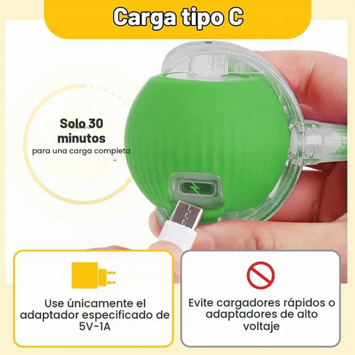 Vista 5 de Pelota interactiva de juguetes para gatos y perros de interior, juguete automático para gatos, rotación automática de 360°, evita obstáculos