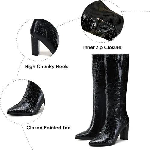 Vista 2 de Modatope Botas altas hasta la rodilla para mujer, botas altas de equitación para mujer, botas largas de pantorrilla, botas GoGo, botas gruesas