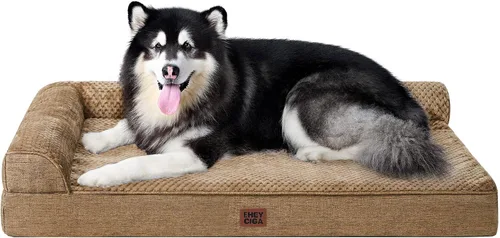 Vista 28 de EHEYCIGA - Cama ortopédica para perros de tamaño mediano, cama de espuma viscoelástica para perros, color beige Small Dog Sofa with Washable