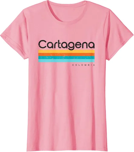 Vista 13 de Camiseta vintage de Cartagena Colombia con diseño retro, Blanco, S