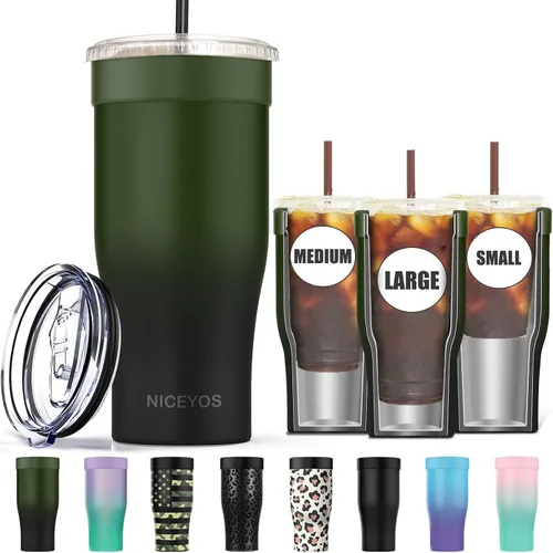 Vista 10 de Funda universal para café helado - Funda aislante reutilizable de acero inoxidable de doble pared mejorada para bebidas frías, se ajusta a tazas