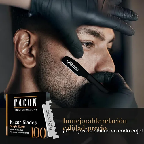 Vista 5 de Facón Navajas rectas para hombres - Kit de navaja de barbero profesional de hoja recta con 100 cuchillas, afeitadora de acero inoxidable japonés El
