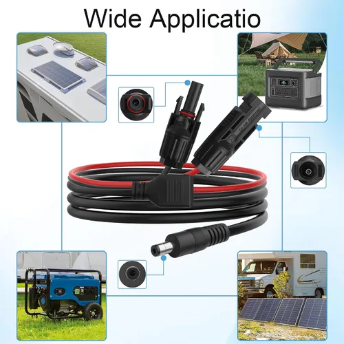 Vista 5 de Solar Panel Connector to DC5521 Charging Cable 14AWG Pure Copper Solar Panel Cable,DC 5.5x2.1mm Adapter Cable for Portable Power Station,Solar