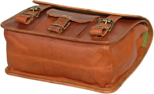 Vista 4 de Alforjas de bicicleta de cuero Bolsa para manillar de bicicleta (marrón oscuro), Marrón (Brown Color)