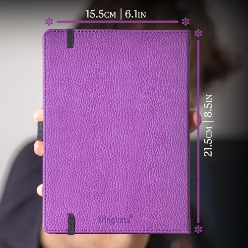 Vista 6 de Dingbats* Cuaderno de escritura con cuadrícula de vida silvestre A5, tapa dura de cuero vegano, ideal para trabajo, viajes, bolsillo, cierre