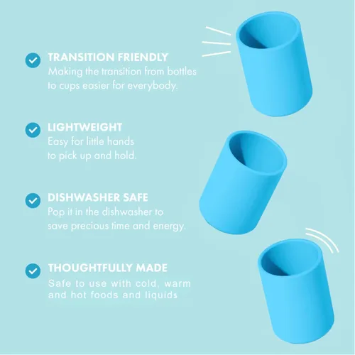 Vista 5 de Avanchy Silicone Training Cup – 5 oz + 12 oz Open Cups for Toddlers and Infants – Ideal for Baby Led Weaning and Transitioning from Bottles, Blue