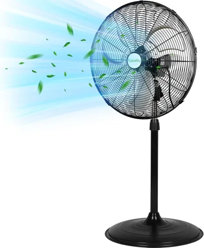 Vista 10 de hykolity Ventilador oscilante de pedestal de alta velocidad de 18 pulgadas con 3 velocidades, ventilador de metal resistente de 3850 CFM con aspas