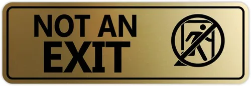 Vista 19 de Letrero estándar NOT an EXIT (Stick Man) (negro/oro), tamaño pequeño