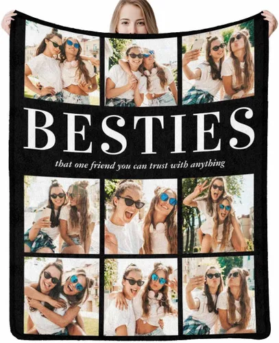 Vista 18 de InterestPrint Manta personalizada con nombre, 6 fotos, manta personalizada para aniversario, boda, para marido, esposa, amantes, 6 tamaños