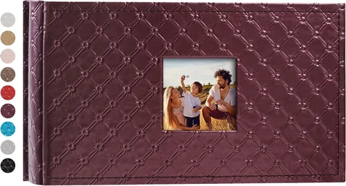 Vista 7 de Mublalbum Álbum de fotos pequeño de 4 x 6 pulgadas, 100 fotos, cubierta de cuero, libro de fotos con bolsillos horizontales para bebé, boda, Negro