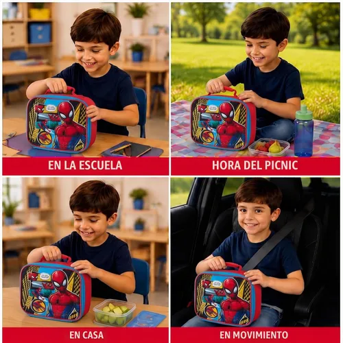 Vista 3 de Fast Forward Spider-Man - Bolsa de almuerzo aislada para niños para picnic escolar Easy-pull Zipper Glides Smooth, Soft-grip Handle for Comfy