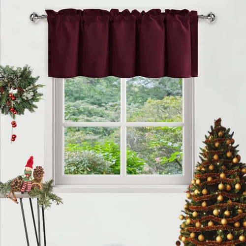 Vista 52 de DWCN Cortinas de Cenefa para Sala de Estar, Cocina, Baño/Sótano - Aqua Sólido, 1 Panel, 42 x 12 Pulgadas, Oscurecimiento de Habitación Solid Short