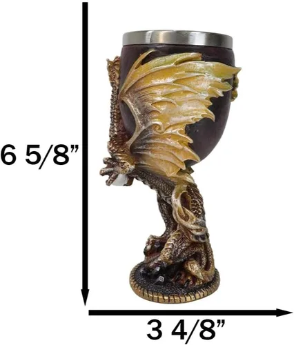 Vista 6 de Ebros Gift Maroon And Gold Legendario Dragón Wyvern Sosteniendo Huevo Beber Vino Copa Cáliz Bebida Copa Calabozos Y Dragones Acento Renacentista