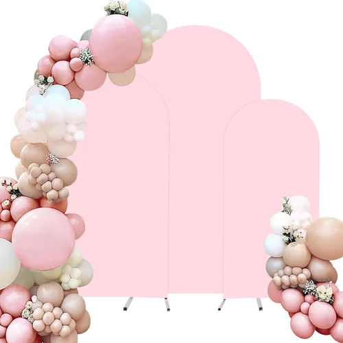Vista 13 de Juego de 3 fundas de elastano ajustables para arco de boda, color beige, cubierta de fondo para arco de Chiara, parte superior redonda, para boda