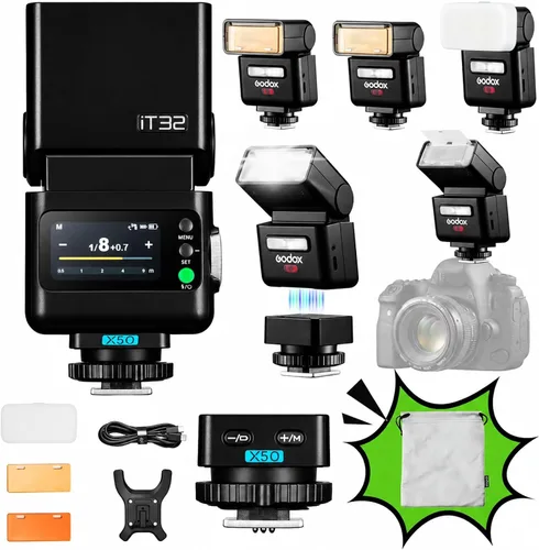 Vista 10 de GODOX Flash de cámara iT32 TTL con disparador X5C para Canon EOS R10, R7