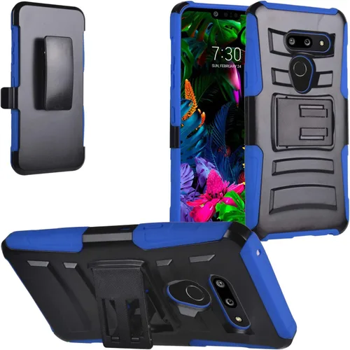 Vista 7 de Compatible con LG G8 ThinQ - Funda híbrida para teléfono con soporte y clip para cinturón - CV1 Negro