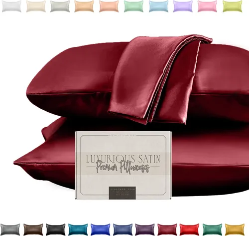 Vista 19 de Elegant Comfort Juego de 2 fundas de almohada de satén sedosas y lujosas para una piel y cabello más saludables, cierre con cremallera oculta