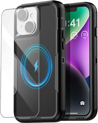 Vista 15 de AICase Funda para iPhone 14 (6.1 pulgadas) con protector de pantalla de vidrio, protección contra caídas de alta resistencia, cuerpo completo, a