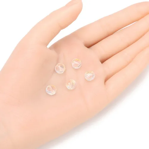 Vista 2 de Adabele - 25 cuentas de cristal sueltas con giro redondo plano y facetado de 0.315 in (0.315 in), transparente AB compatible con Swarovski Preciosa