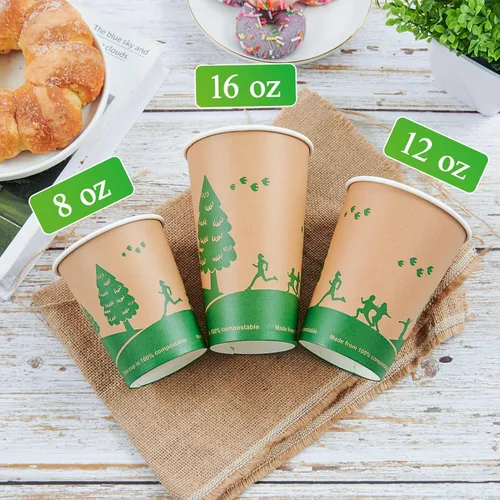 Vista 7 de ECOLipak 240 unidades de 12 onzas Tazas de papel compostables, tazas de café desechables biodegradables con revestimiento de PLA, tazas de papel