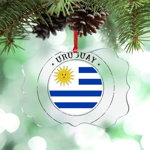 Vista 14 de Adornos de Navidad de Uzbekistán, bandera de Uzbekistán, adornos de árbol de Navidad, adornos de Navidad personalizados de acrílico transparente