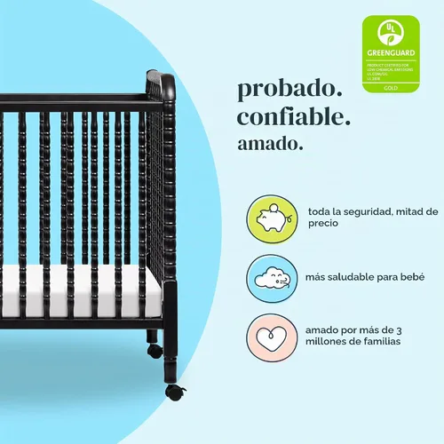 Vista 5 de DaVinci Jenny - Mini cuna convertible 3 en 1, certificado GREENGUARD, color Ébano