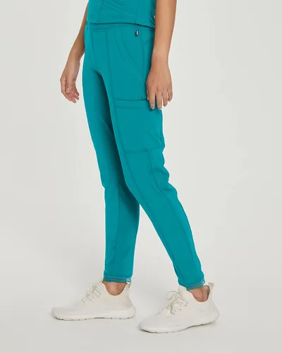 Vista 2 de Urbane Impulse Slim Fit Extreme Stretch 4-Pkt Jogger Pantalones médicos para mujer 9208 verde azulado