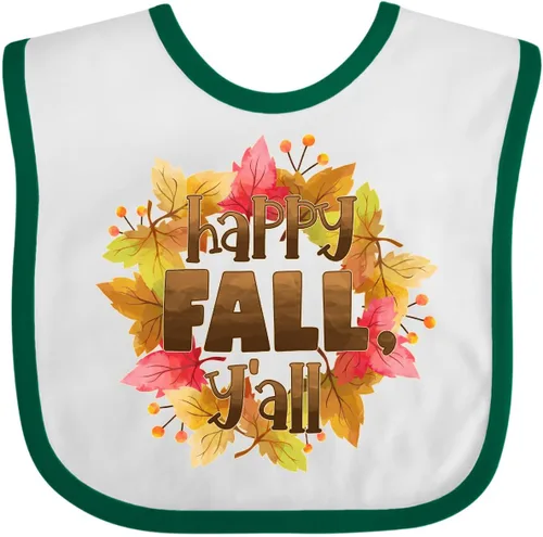 Vista 4 de inktastic Happy Fall, Y'all Fall Leaves Wreath Baby Bib