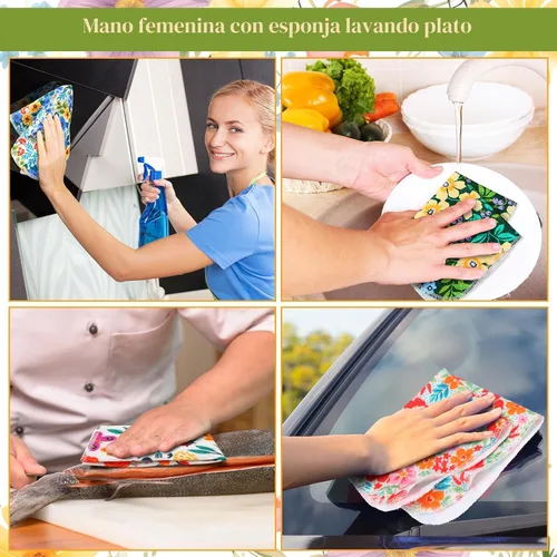 Vista 3 de Redbaker 6 Piezas Rollos de Toallas de Papel Reutilizables Toallas de Cocina a Granel Lavables Sin Papel Paños de Algodón Servilletas de Mano