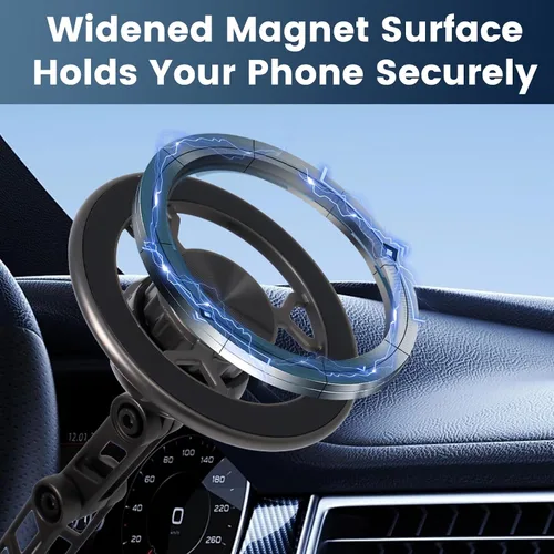 Vista 3 de Soporte magnético de teléfono para automóvil 360 con succión de vacío ajustable para iPhone 17 Pro Max 16 15 14 13 12 Air Plus