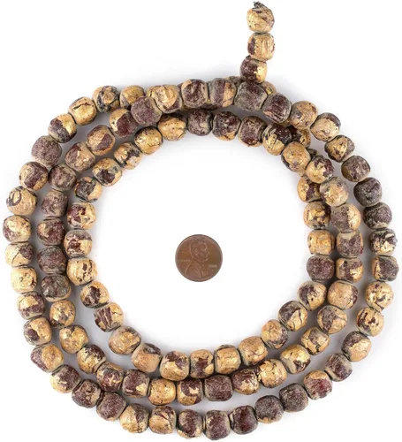 Vista 2 de TheBeadChest - Cuentas de oración de Buda de arcilla con hoja de oro de 0.433 in, multicolor, redonda, 40-45 pulgadas