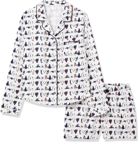 Vista 5 de Tienda Essentials Conjunto de pijama de franela tejida ligera con pantalones cortos para mujer
