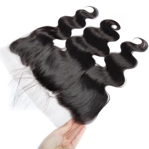 Vista 5 de Lemoda - Extensiones de cabello con cuerpo ondulado frontal 13x4, de encaje transparente HD, cierre frontal de encaje de cabello humano brasileño
