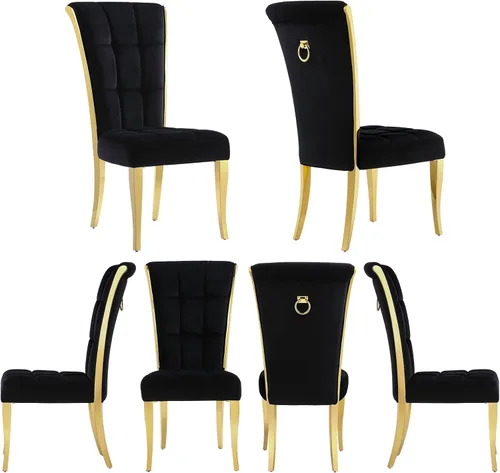 Vista 17 de ACEDÉCOR Sillas de comedor modernas de terciopelo negro y dorado, juego