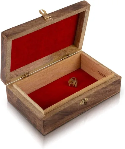 Vista 6 de Gran idea de regalo de cumpleaños, caja de joyería decorativa hecha a mano de madera con cerradura y llave, organizador de joyas, caja de recuerdo