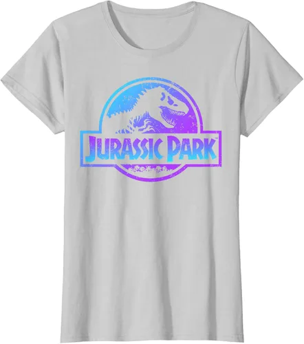 Vista 24 de Jurassic Park Camiseta de manga corta con logotipo Fossil azul y morado Negro