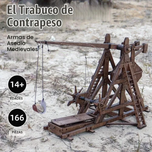 Vista 4 de The MINI - Kit de rompecabezas de madera 3D con contrapeso Trebuchet Medieval Siege Equipment para adultos, proyecto STEM de bricolaje, juguete