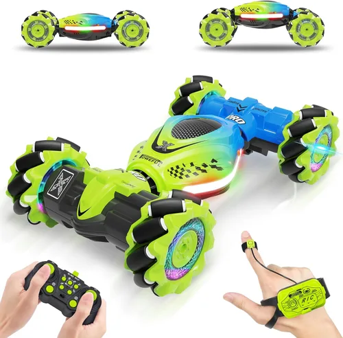 Vista 10 de Coche RC de Acrobacias con Detección de Gestos - Juguetes para Niños de 6 a 12 años, Coche RC Gira 360° 4WD Controlado a Mano con Luz y Música