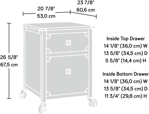 Vista 3 de Sauder Steel River File Pedestal, L: 20.87" x W: 23.86" x H: 26.58", Acabado en Roble Carbono Roble de carbono