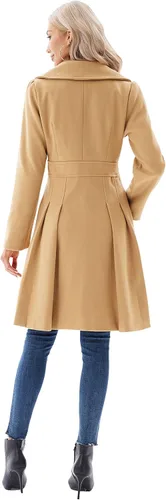 Vista 5 de GRACE KARIN Abrigos largos de otoño con solapa y doble botonadura para mujer, color caqui, talla M