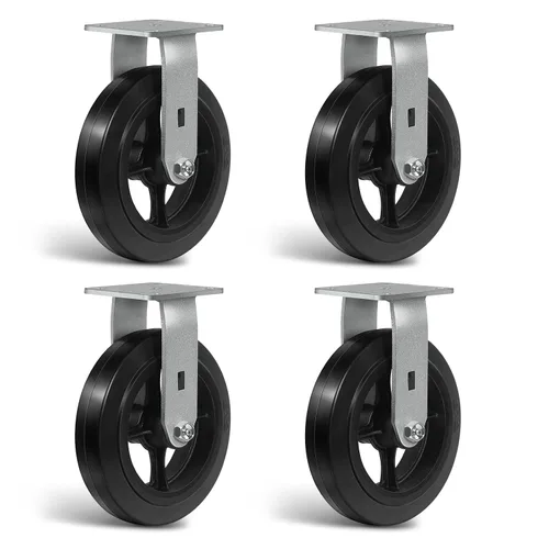 Vista 28 de Ruedas resistentes de 4 pulgadas, ruedas industriales de placa con rueda de goma, utilizadas para carrito de herramientas, plataforma, camión