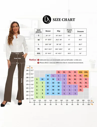 Vista 6 de Desol Leggings acampanados, pantalones de yoga de cintura alta con bolsillos, pantalones de control de abdomen, pantalones de trabajo negros